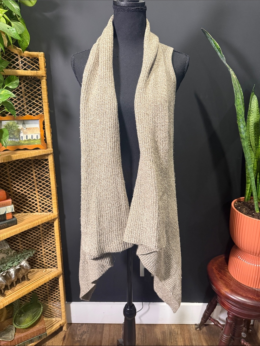 Neutral Knit Open Front Vest